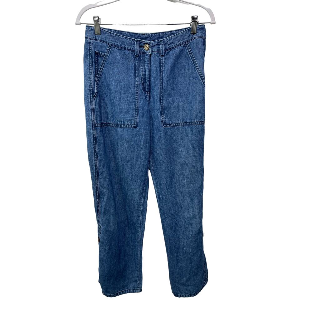 L.L. Bean Petite Cropped Flap Pocket Capris Jeans Roll Tab‎ Ankle Women 6 P
